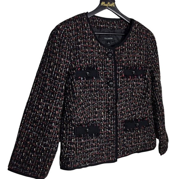 Talbots Black Tweed Blazer Wool Blend Blazer 12 - Picture 3 of 5